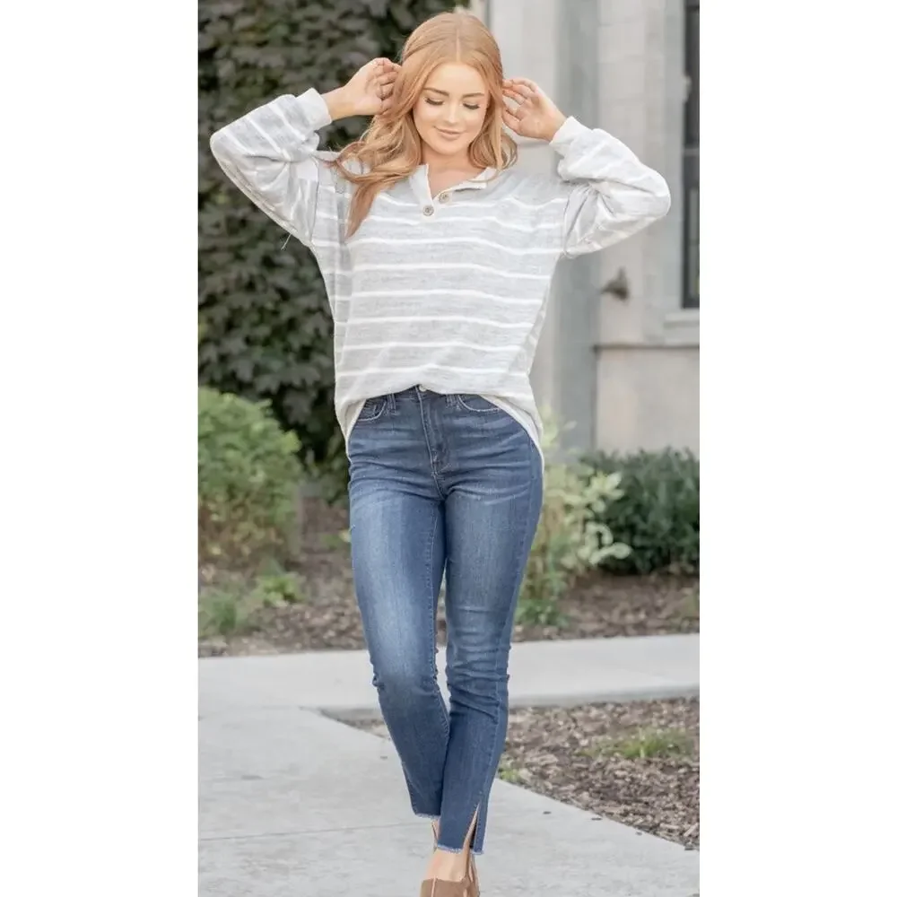 Judy‎ Blue High Rise Jeans Bay City Slit 9/29 Blue Skinny Fit Raw Hem Stretch